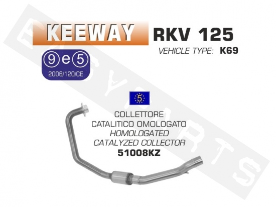 Uitlaatbocht ARROW 'Catalytic' Keeway RKV 125 E3 '11-'16