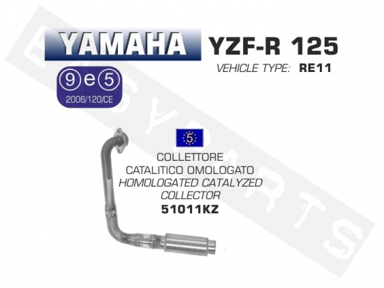 Collector catalytic ARROW Yamaha YZF125R E3 2014-2016