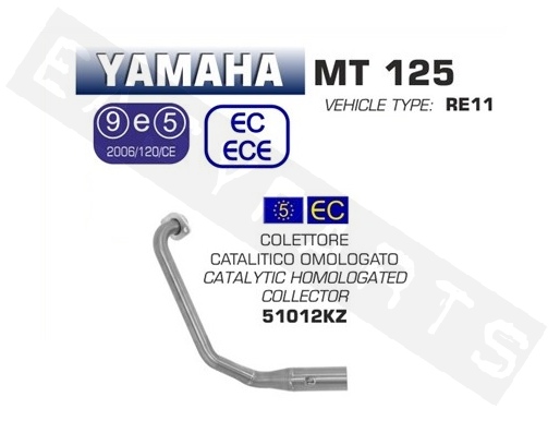 Collector catalytic ARROW Yamaha MT125i E3-E4 2014-2019