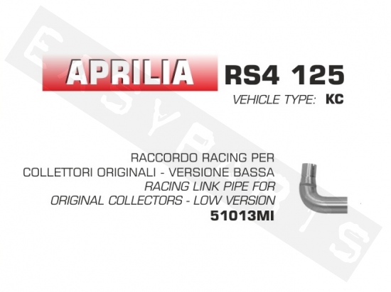 Raccord Racing silencieux ARROW Aprilia RS4 125i 2017-2020