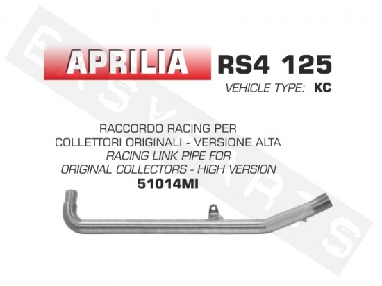 Mid-pipe ARROW 'Racing' Aprilia RS4 125i '17-'19 (hoge versie)