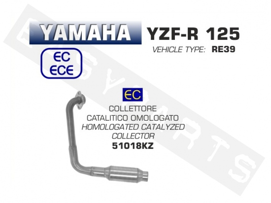 Collector catalytic ARROW Yamaha YZF125R/ MT125i E4 2019-2020