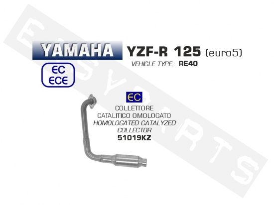 Uitlaatbocht ARROW 'Catalytic' Yamaha YZF125R/ MT125i E5 '21->