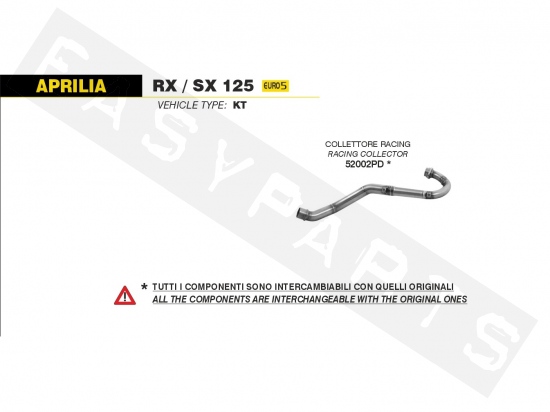 Collecteur Racing ARROW Aprilia SX/RX 125i E5 2021-2022