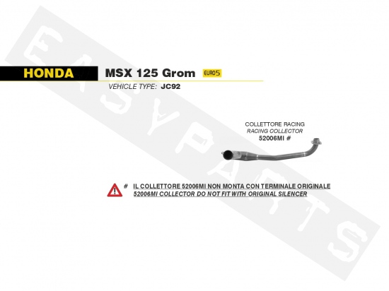 Uitlaatbocht Racing ARROW Honda MSX 125i E5 2021-2022