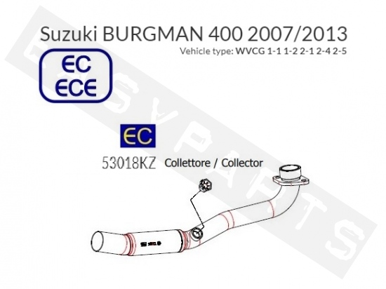Krümmerrohr ARROW 'Katalysator' Suzuki Burgman 400i E3 2007-2013
