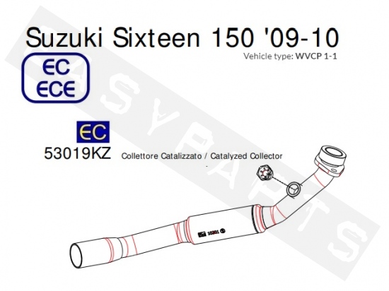 Collecteur catalyser ARROW Suzuki Sixteen 150i E3 2008-2011