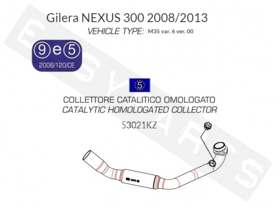 Uitlaatbocht ARROW 'Catalytic' Gilera Nexus 300i '08-'13