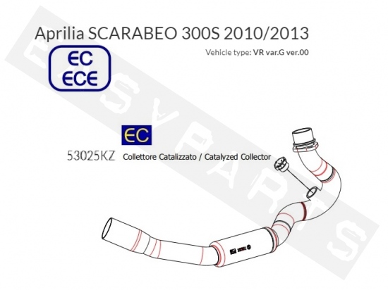 Krümmerrohr ARROW ARROW Aprilia Scarabeo Light 300i E3 2009-2010