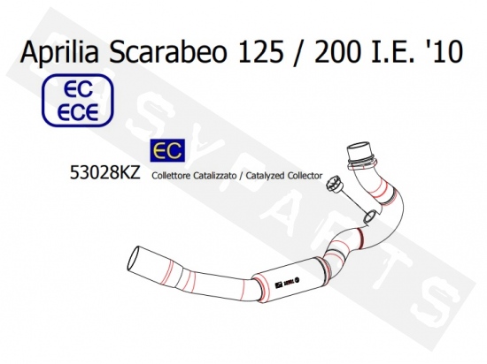 Collecteur catalyser ARROW Aprilia Scarabeo Light 125-200i E3 2009-2011