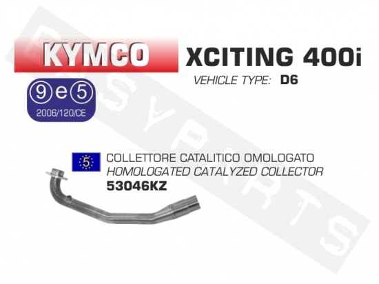 Uitlaatbocht ARROW 'Catalytic converter' Kymco Xciting 400i E3 2012-2016