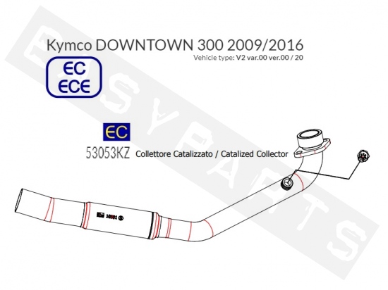 Uitlaatbocht ARROW 'Catalytic' Kymco Downtown 300i E4 '09-'16