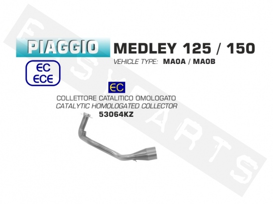 Uitlaatbocht ARROW 'Catalytic' Piaggio Medley 125-150i E4 '16-'19