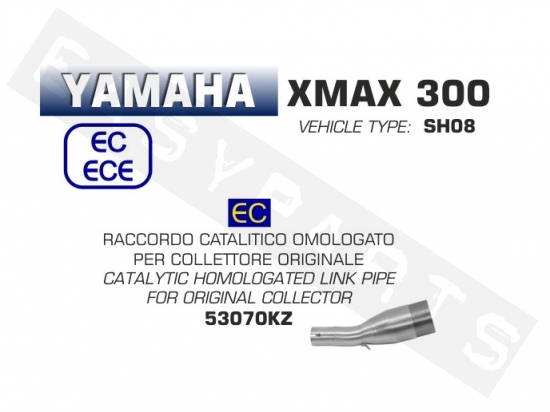 Raccord silencieux catalyser ARROW Yamaha X-Max 300i E4 2017-2020