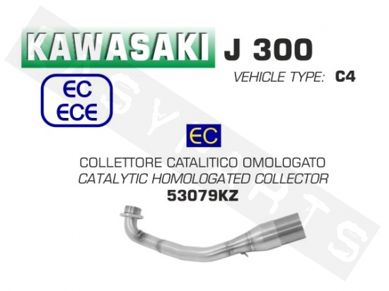 Uitlaatbocht ARROW 'Catalytic' Kawasaki J300i E4 '17-'19