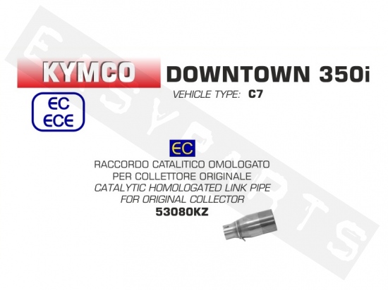 Uitlaatbocht ARROW 'Catalytic' Kymco Downtown 350i E4 '17-'19