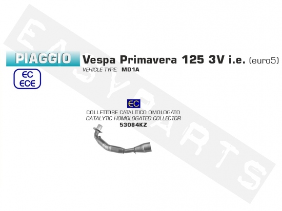 Uitlaatbocht ARROW 'Catalytic' Vespa Primavera 125i IGET E5 '21->