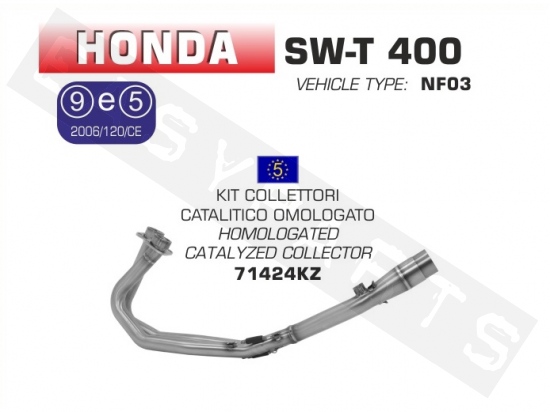 Collecteur catalyser ARROW Honda SW-T 400i 2009-2013/600i E3 2011-2016