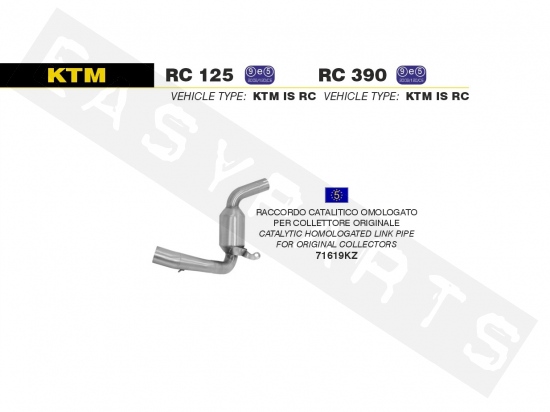 Uitlaatbocht met katalysator ARROW KTM RC 125-390i E3 2014-2016
