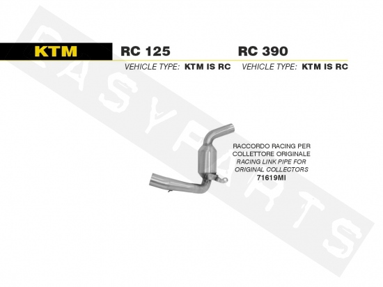Uitlaatbocht ARROW 'Racing' KTM RC 125-390i E3 2014-2016