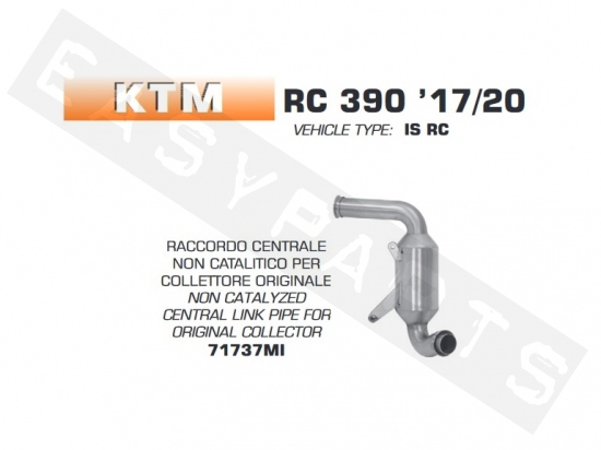 Mid-pipe ARROW 'Racing' KTM RC 390i E4 '17-'20