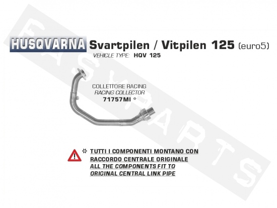 Krümmerrohr ARROW Husqvarna Svartpilen 125i E5 2021->