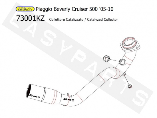 Uitlaatbocht ARROW 'Catalytic' Piaggio Beverly 400-500i E3 '03-'12