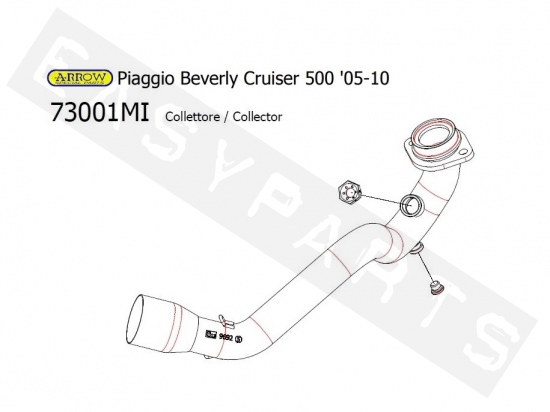Uitlaatbocht ARROW 'Racing' Piaggio Beverly 400-500i '03-'12