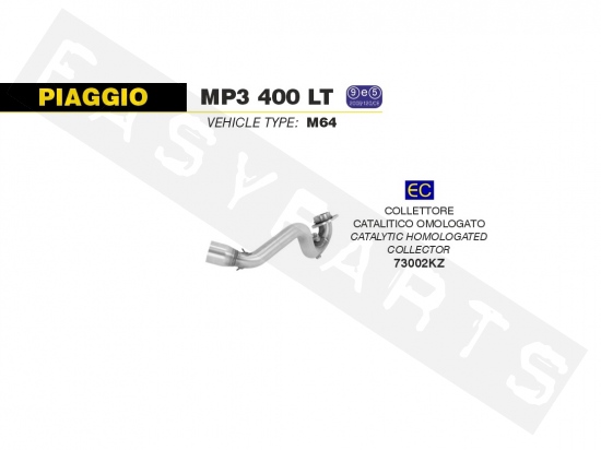 Uitlaatbocht met katalysator ARROW Piaggio MP3 LT 400i E3 2008-2010