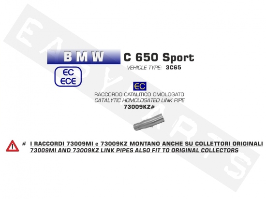 Raccord silencieux catalyser ARROW BMW C650 Sport E4 2016-2020