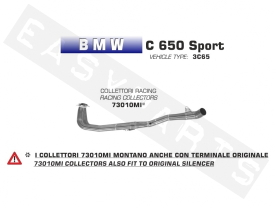 Collecteur Racing ARROW BMW C650 Sport E4 2016-2020