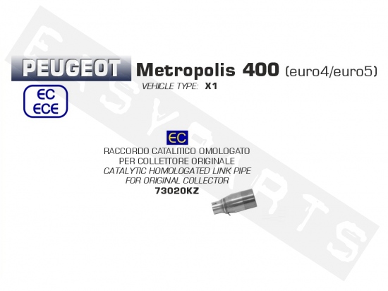 Raccord silencieux catalyser ARROW Peugeot Metropolis 400i E4-E5 2017-2021