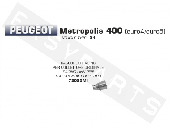 Escape Racing silencioso ARROW Peugeot Metropolis 400i E4-E5 2018-2021