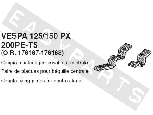 Pontets support BUZZETTI béquille centrale Vespa PX125->200/ T5