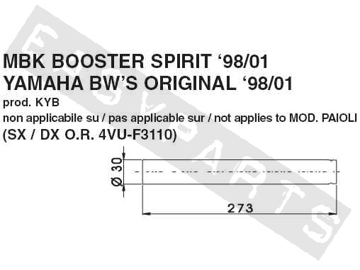Gabel Dämpferrohr Paar KYB MBK Booster Spirit '99-'01