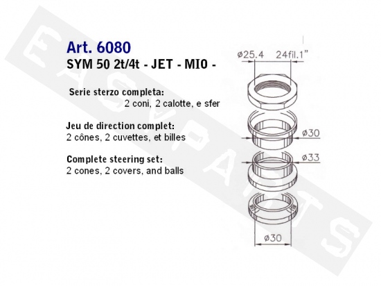 Steering-Head Bearing Kit BUZZETTI SYM Jet 4/ Mio/ DD 50 2T