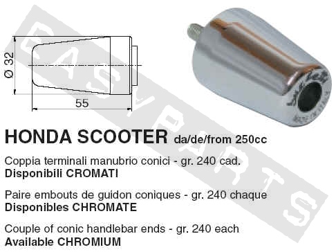 Stuurgewichtset BUZZETTI Conisch Staal Chroom maxi Scooter Honda
