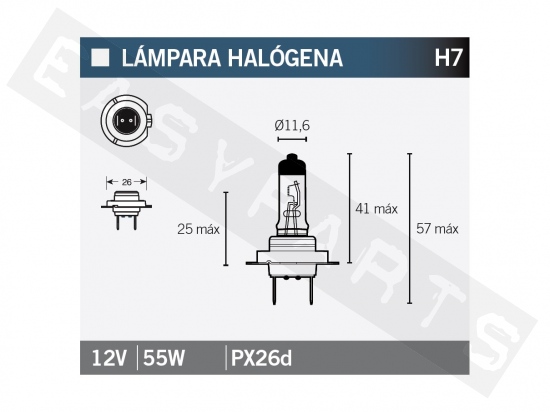 Lámpara halógeno OSRAM H7 PX26D 12V/55W blanco