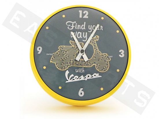 Wall Clock VESPA 'Find your Way with Vespa' Black/ Yellow Ø50cm