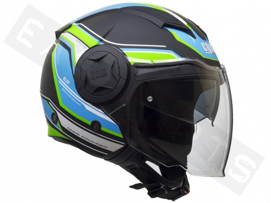 Helmet Demi Jet CGM 129G Chicago Matt Black (double visor)