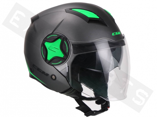 Helmet Demi Jet CGM 129X Illinois Antracite Green (double visor)