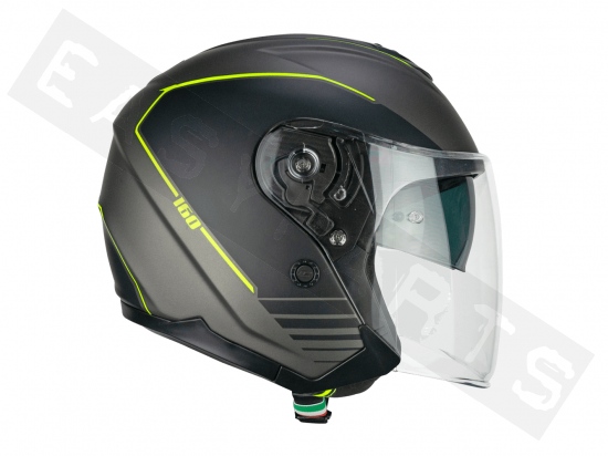 Helmet Demi Jet CGM 160G JAD RIDE graohite/yellow (double visor)
