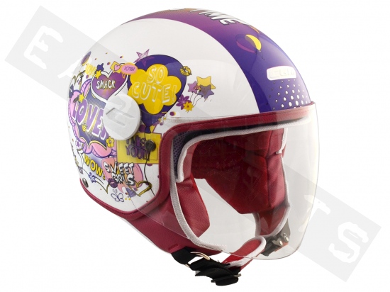Kids Helmet Demi Jet CGM 205G Magic Comics Fuchsia/White (long Visor)