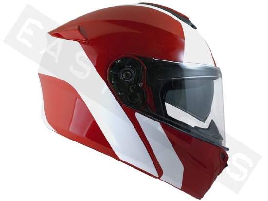 Modular-Helm CGM 508S Berlino Rennen Rot/Weiß (Doppelvisier)