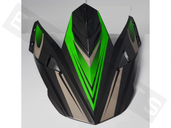 Helmschirm Cross Schwarz mit grünen Aufklebern CGM 601G (2018)