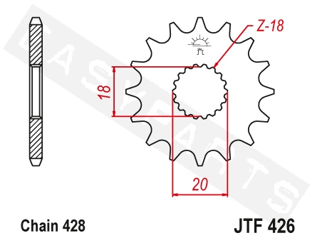 Front sprocket JT JTF426.16 Kreidler Enduro/ SM 125 2008-2013
