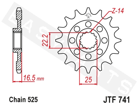 Front sprocket JT JTF741.15 Ducati 749 2004-2006