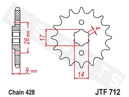 Pignone anteriore JT Sprockets JTF712.13 Aprilia RS4 125 2011-2020