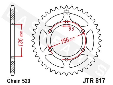 Kettenrad hinten JT Sprockets JTR817.46 Derbi Mulhacen 659 2007-2012