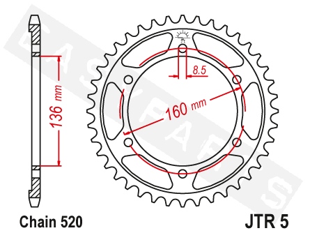 Achtertandwiel JT Ritzel JTR5.40 BMW G310 2013-2020